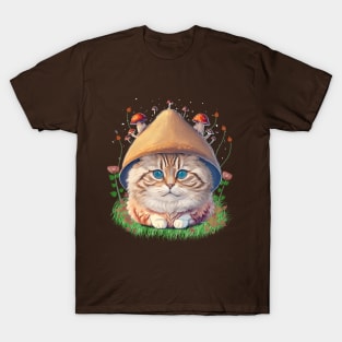 Cat With Mushroom Hat T-Shirt